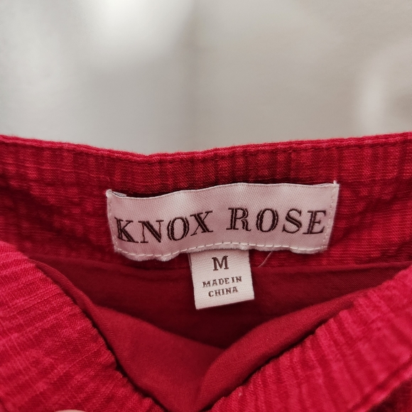 Knox Rose Dress womens Medium embroidered tiered midi boho red white - Picture 2 of 6